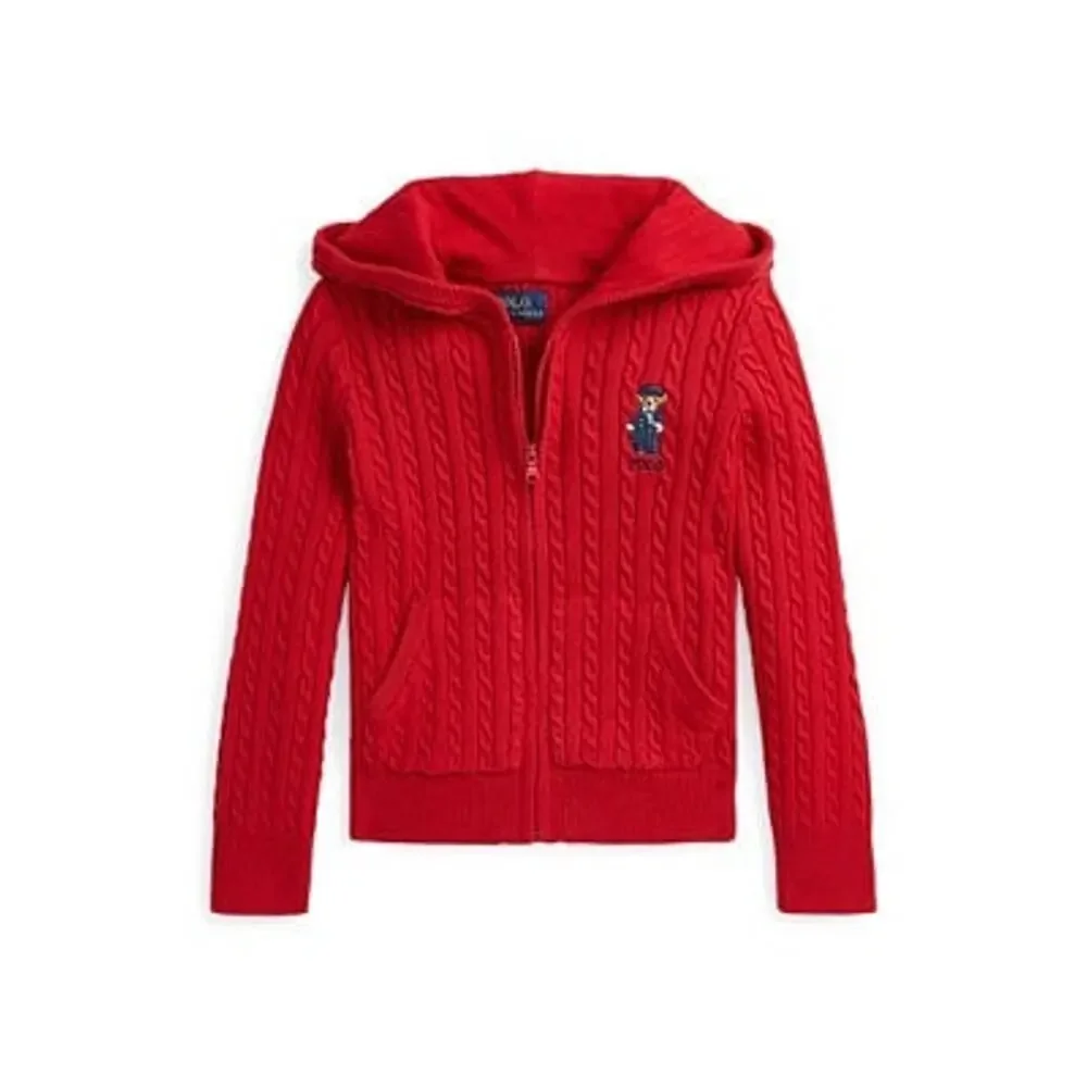 NWT❤️Polo Ralph Lauren Big Girls Polo Bear Cotton Full-Zip Sweatshirt szL